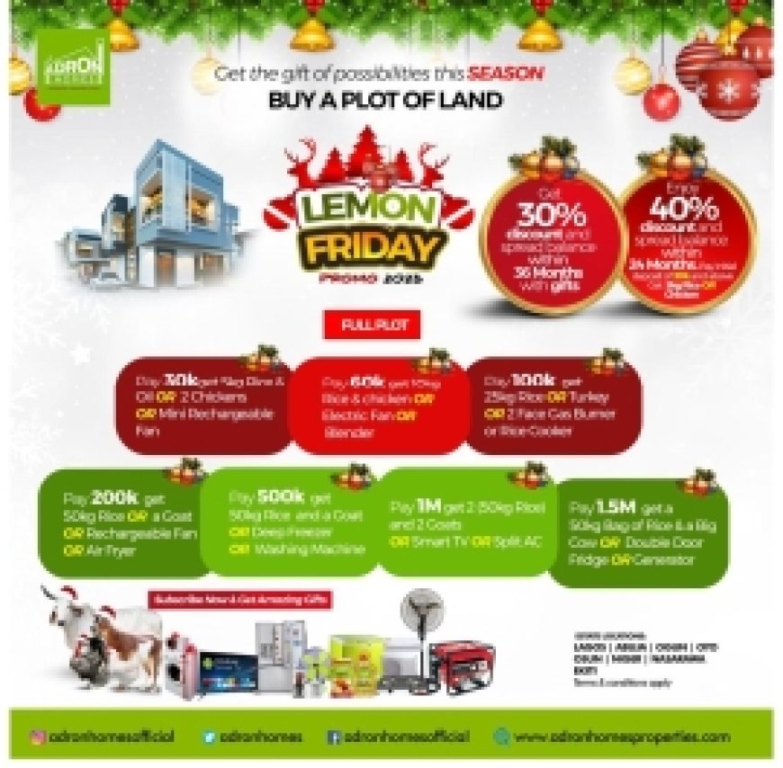 New Year Resolution: Take Advantage of Lemon Friday Promo Massive Discount, Becomes Landlord With Adron Homes