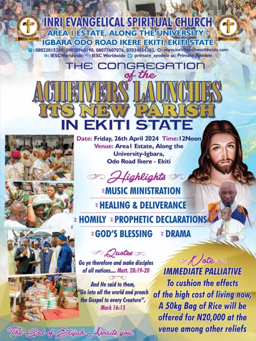 Primate Ayodele To Hold 3rd Edition Of Palliative Market, Plant New Church In Ekiti