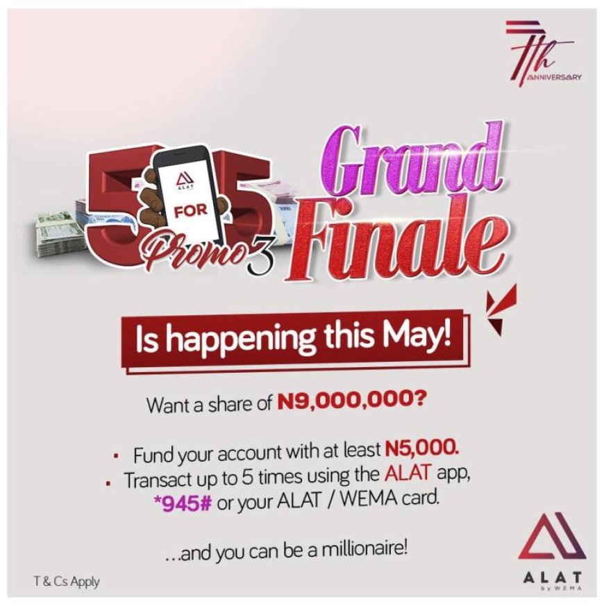 Wema Bank 5 For 5 Promo Season 3 Grand Finale Holds May 31 In Lagos