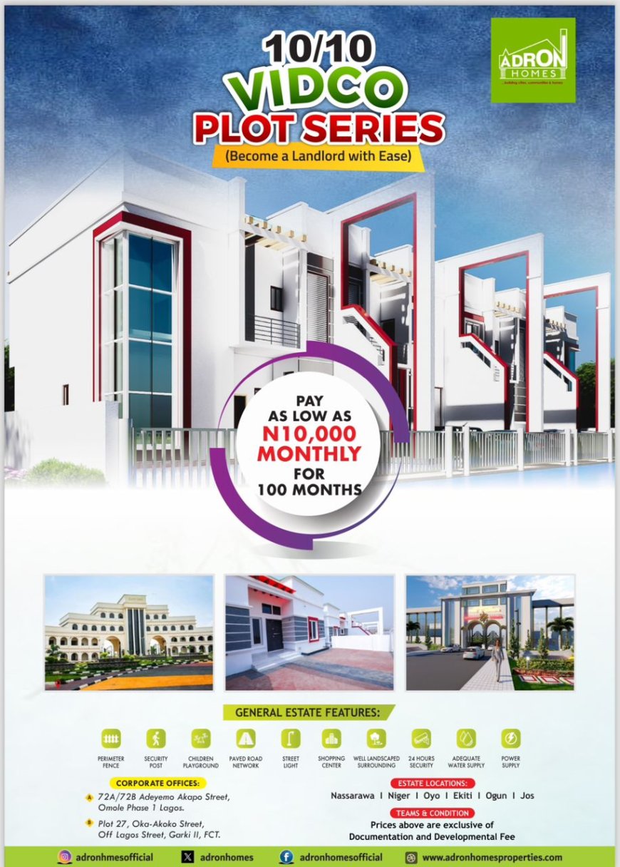 Adron Homes Introduces Vidco Plot Series; Affordable, Flexible Land Purchase Solutions for All Income Categories