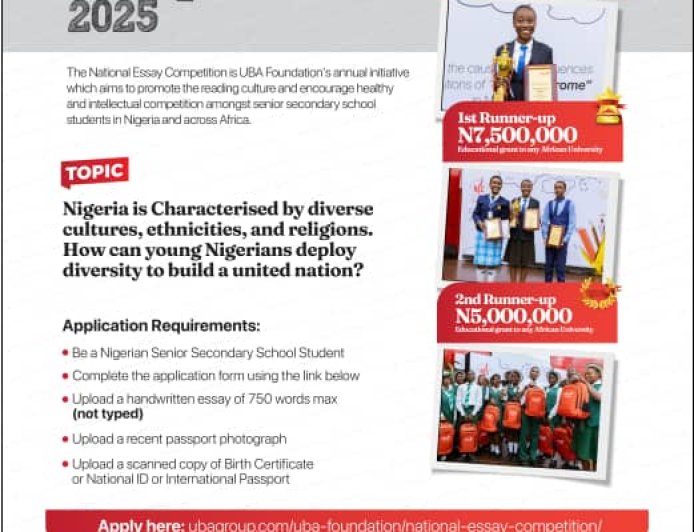 UBA Foundation Increases National Essay Competition Grant to N22.5 Million, First Prize Hits N10 Million