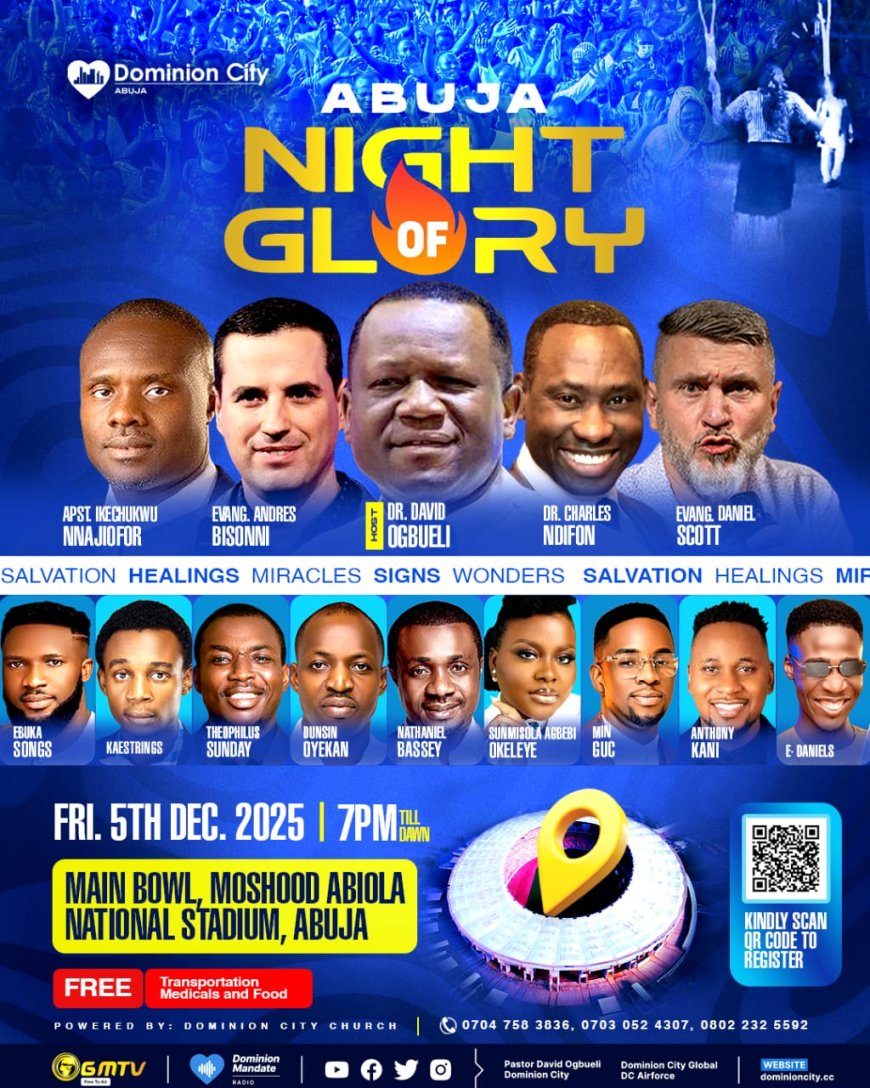 Pastor David Ogbueli Leads Abuja and Nigeria Into a Night of Glory as Healing Crusade holds  Friday