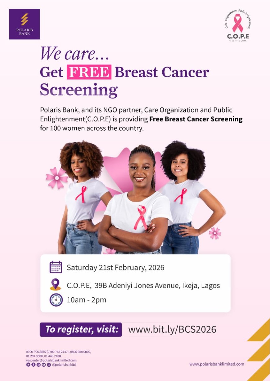 Polaris Bank Marks World Cancer Day with Free Breast Cancer Screening for 100 Women Nationwide in Lagos