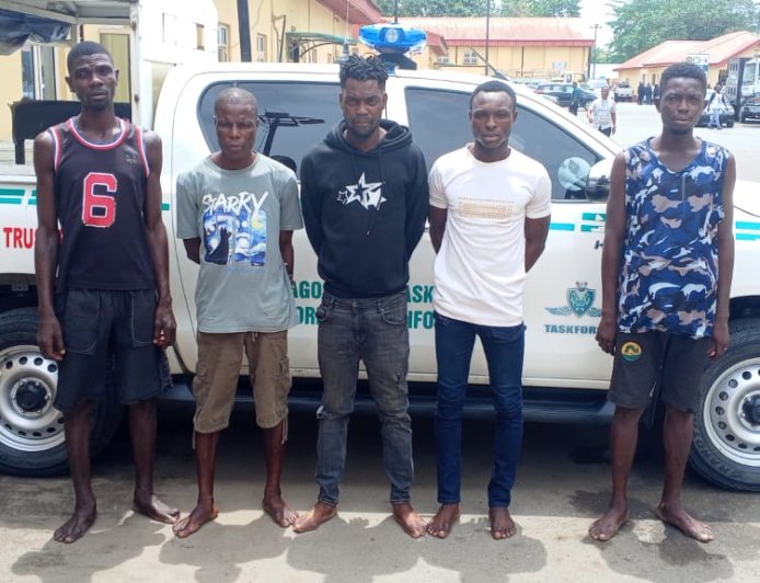 Lagos Taskforce Arrests Five Suspected ‘Omotaku’ for Alleged Extortion in Abule-Egba, Other Areas