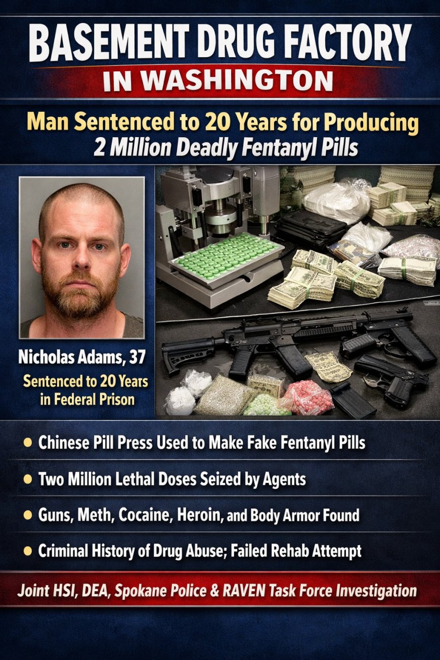 Busted: Washington Man Jailed 20 Years for Producing Deadly Fentanyl Pills with Chinese Machine